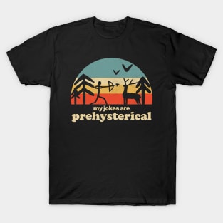 My jokes are Prehysterical - Funny Prehistory Cave Painting / Art T-Shirt